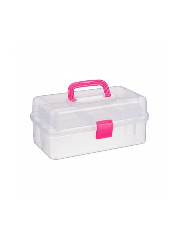 relaxdays 10x Plastikbox in Transparent/ Pink - (B)33 x (H)14 x (T)19 cm