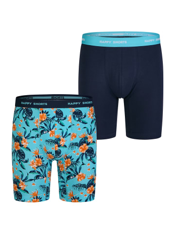 Happy Shorts Langer Boxer Jersey Boxer Briefs in flower print - navy