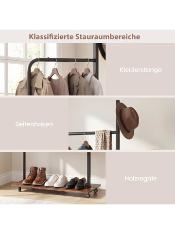 COSTWAY Kleiderständer auf Rollen 60 × 30 × 175 cm in Braun