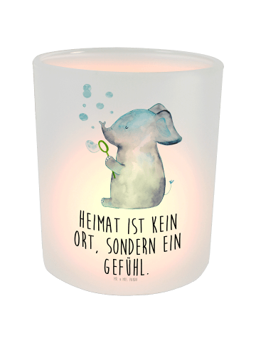 Mr. & Mrs. Panda Glas Windlicht Elefant Seifenblasen mit Spruch in Transparent
