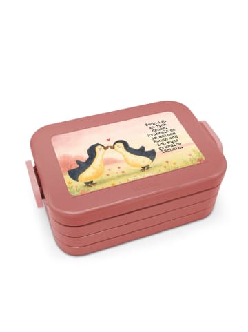 Mr. & Mrs. Panda Aufbewahrungsbox Essen Pinguine Kuss Design mit... in Rot Pastell