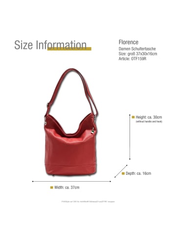 Florence Leder Schultertasche, Shopper Florence Tasche rot ca. 37cm