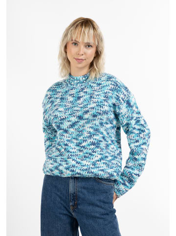myMo Damen Strickpullover in Blau Mehrfarbig