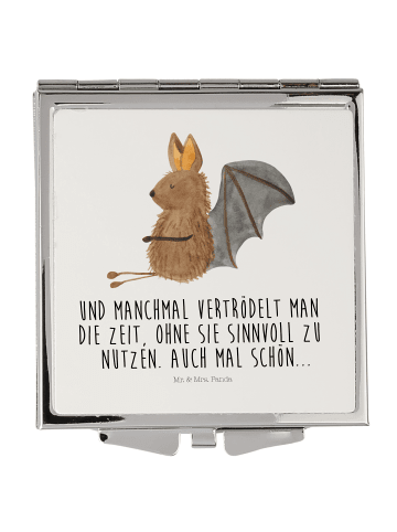 Mr. & Mrs. Panda Kosmetikspiegel Fledermaus Sitzen mit Spruch in Weiß