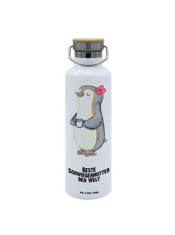 Mr. & Mrs. Panda Wasserflasche Pinguin Beste Schwiegermutter der... in Weiß