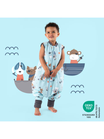 Schlummersack Schlafsack mit Füßen und umklappbaren Bündchen 1.0 TOG in Hellblau-Rot