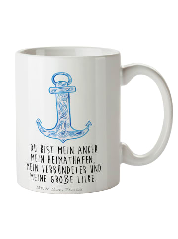 Mr. & Mrs. Panda Tasse Anker Blau mit Spruch in Weiß
