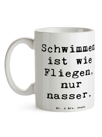 Mr. & Mrs. Panda Tasse Spruch Schwimmen wie Fliegen mit Spruch in Weiß
