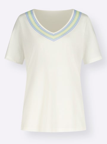 Sieh an! V-Shirt in ecru-himmelblau