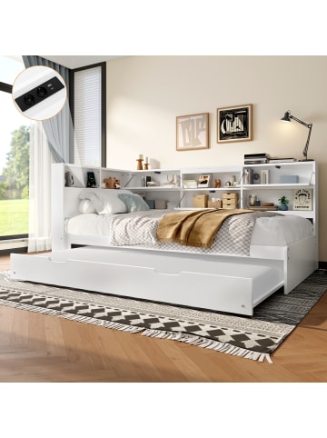 ABRIHOME Einzelbett Schlafsofa mit Staufach Ausziehbares 90x200cm Ohne Matratze