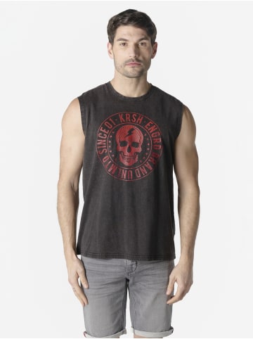 KOROSHI Herren t-shirt boxen baumwolle druck-emb in Schwarz