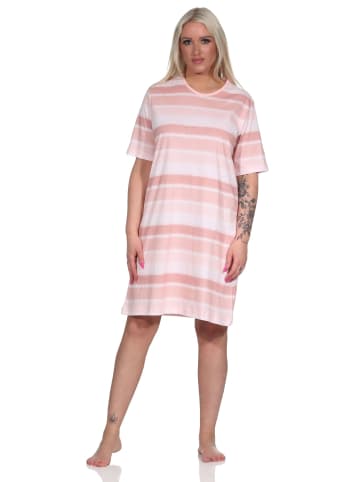 NORMANN kurzarm Nachthemd frohen Streifen Look - 73168 in rosa