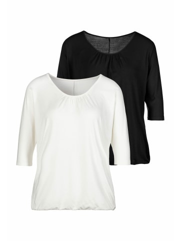 LASCANA 3/4-Arm-Shirt in creme, schwarz