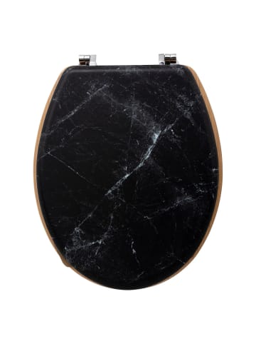 5five Simply Smart WC-Sitz LEA, Marmor-Optik in Schwarz, (B) 42,5 x (H) 5,3 x (L) 36 cm
