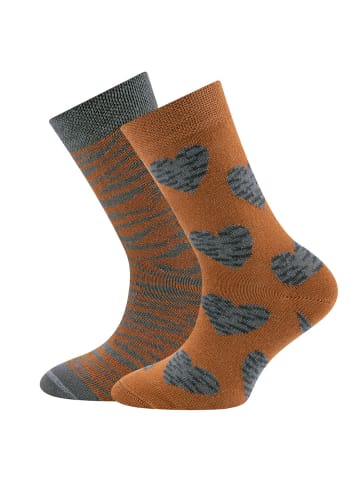 ewers 2er-Set Socken 2er Pack Herzen/Tiger in toffee-smoked pearl