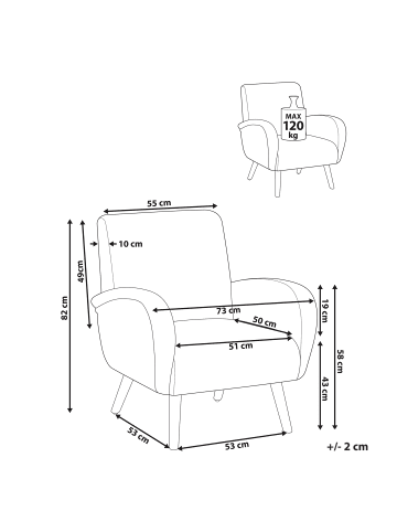Beliani Sessel PLASSEN in Beige/Braun - (W) 73 x (H) 82 x (L) 53 cm