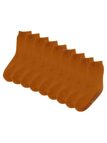 Yalion 9er-Set Yalion Baby Stoppersocken, Baumwolle, rutschfest, braun