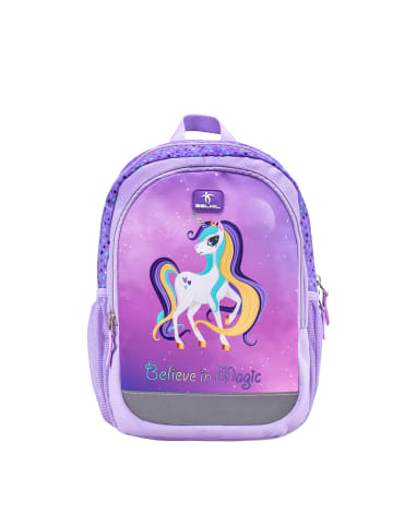 Belmil Kindergartenrucksack "Kiddy Plus Unicorn Purple" in helllila, lila  Brustgurt, Namensschild, H 33 cm L 23 cm T 13 cm