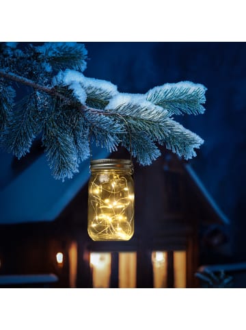 MARELIDA LED Solar Glas Windlicht Einmachglas H: 13cm transparent