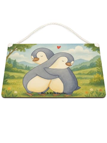 Mr. & Mrs. Panda Deko Schild Pinguine Kuscheln Design ohne Spruch in Weiß