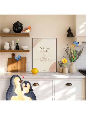 Mr. & Mrs. Panda Poster Ringe romantisch Design mit Spruch in Weiß