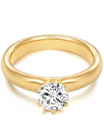 Trilani Ring Sterling Silber gelbgold Zirkonia weiß in gelbgold