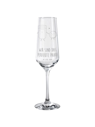 Mr. & Mrs. Panda Sektglas Milch Keks mit Spruch in Transparent