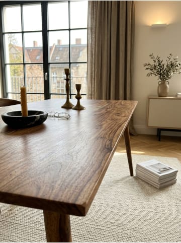 KADIMA DESIGN Massivholz Esstisch im Retro Landhausstil, handgefertigt, Sheesham-Holz