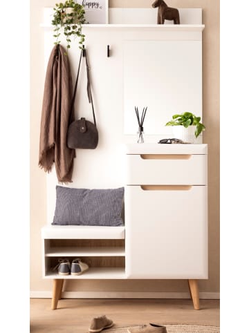 Furn.Design Garderoben-Set weiß matt, Eiche, Kompaktgarderobe skandinavisch 110x197 cm
