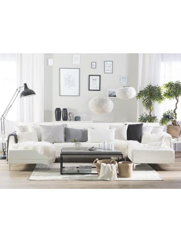 Beliani Schlafsofa ABERDEEN in Weiß/Silber - (W) 348 x (H) 83 x (L) 168 cm