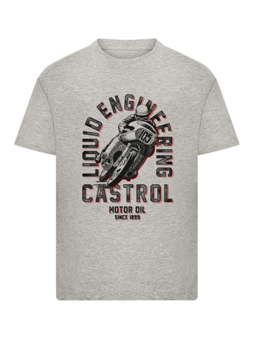 F4NT4STIC T-Shirt Castrol Retro Motorbike in grau meliert