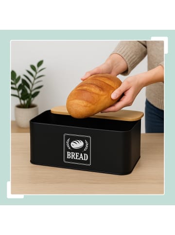 relaxdays Brotkasten in Beige - (B)33 x (H)13,5 x (T)19 cm