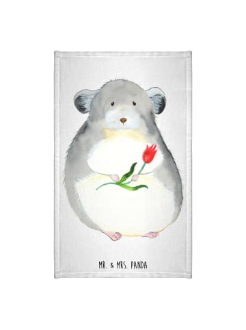 Mr. & Mrs. Panda Gästehandtücher Chinchilla Blume ohne Spruch in Weiß
