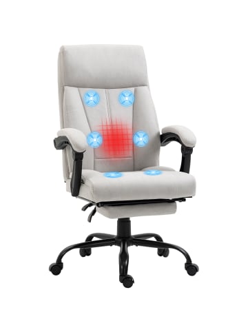 Vinsetto Massage-Bürostuhl-65L x 74B x 111-119H cm-Hellgrau
