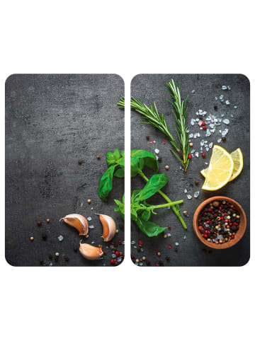 Wenko Herdabdeckplatten HERBS, 2er-Set in Schwarz, (B) 30 x (L) 52 cm