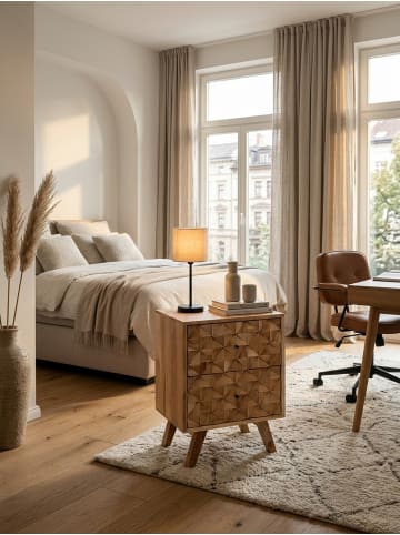 KADIMA DESIGN Nachtkonsole REWA 44x61x35cm Massivholz Nachtschrank Hoch,