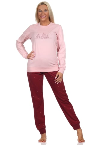 NORMANN Schlafanzug Pyjama Bündchen langarm Winter Optik - 88789 in altrosa