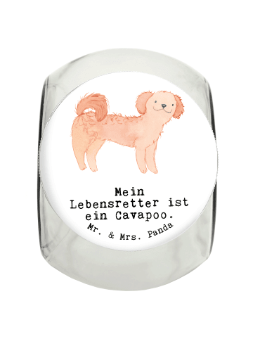 Mr. & Mrs. Panda Leckerli Glas Cavapoo Lebensretter mit Spruch in Weiß