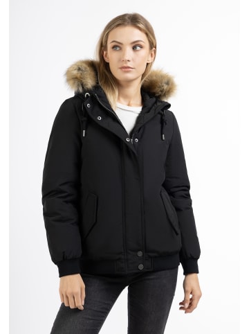 DreiMaster Vintage Damen Winterblouson Mit Kunstfellbesatz in Schwarz