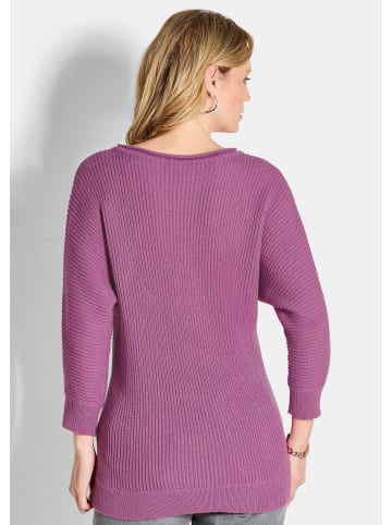 GOLDNER Kurzgröße:  Strickpullover Fledermausärmel-Pullover, Schurwolle in beere