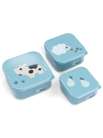 done by deer 3-tlg. Snackboxen-Set - Tiny Farm - Blau in blau