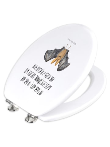 Mr. & Mrs. Panda Toilettenbrille Fledermaus Flügel mit Spruch in Weiß