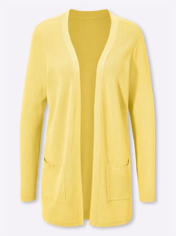 Sieh an! Long-Strickjacke in zitrone