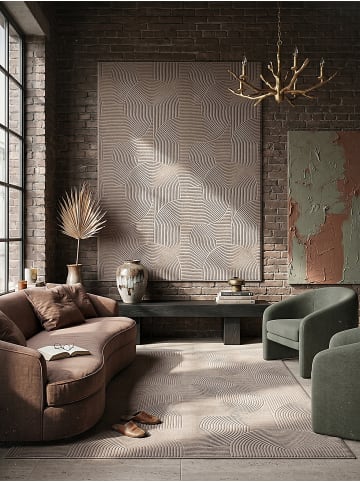KADIMA DESIGN Teppich Kurzflor Geometrisch rutschhemmend pflegeleicht Wohnzimmer in Beige