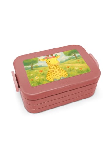Mr. & Mrs. Panda Bentobox Giraffe Blumenkranz Design ohne Spruch in Rot Pastell