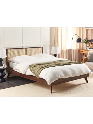 Beliani 2-tlg Doppelbett MONPAZIER in Braun/Naturfarben