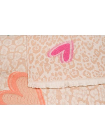 styleBREAKER Schal mit Leo und Herz Muster in Beige