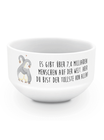 Mr. & Mrs. Panda Servierschale Pinguine Kuscheln mit Spruch in Weiß