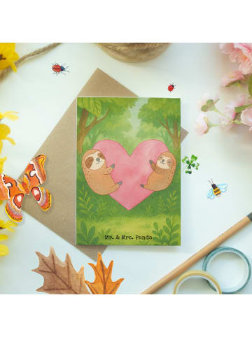 Mr. & Mrs. Panda babykarte Faultiere Herz Design ohne Spruch in Weiß