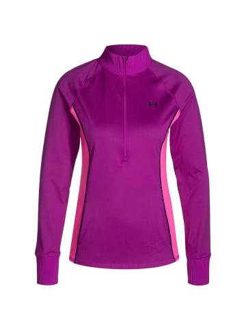 Under Armour Longsleeve Train Cold Weather 1/2 Zip in magenta / schwarz